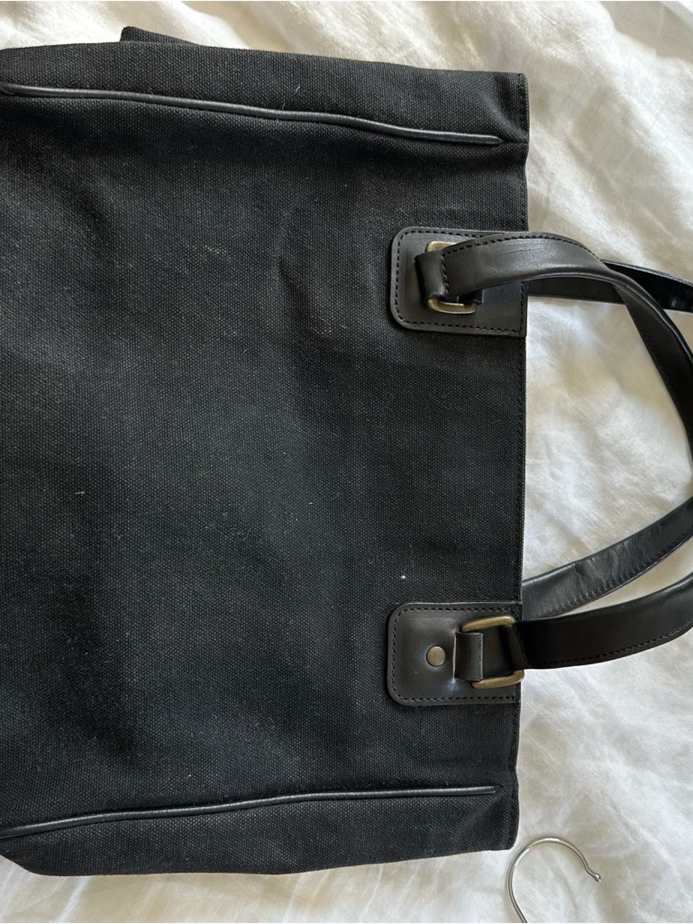 Black Dries Van Noten Canvas Tote Bag with Leather Handles - Picture 5 of 8